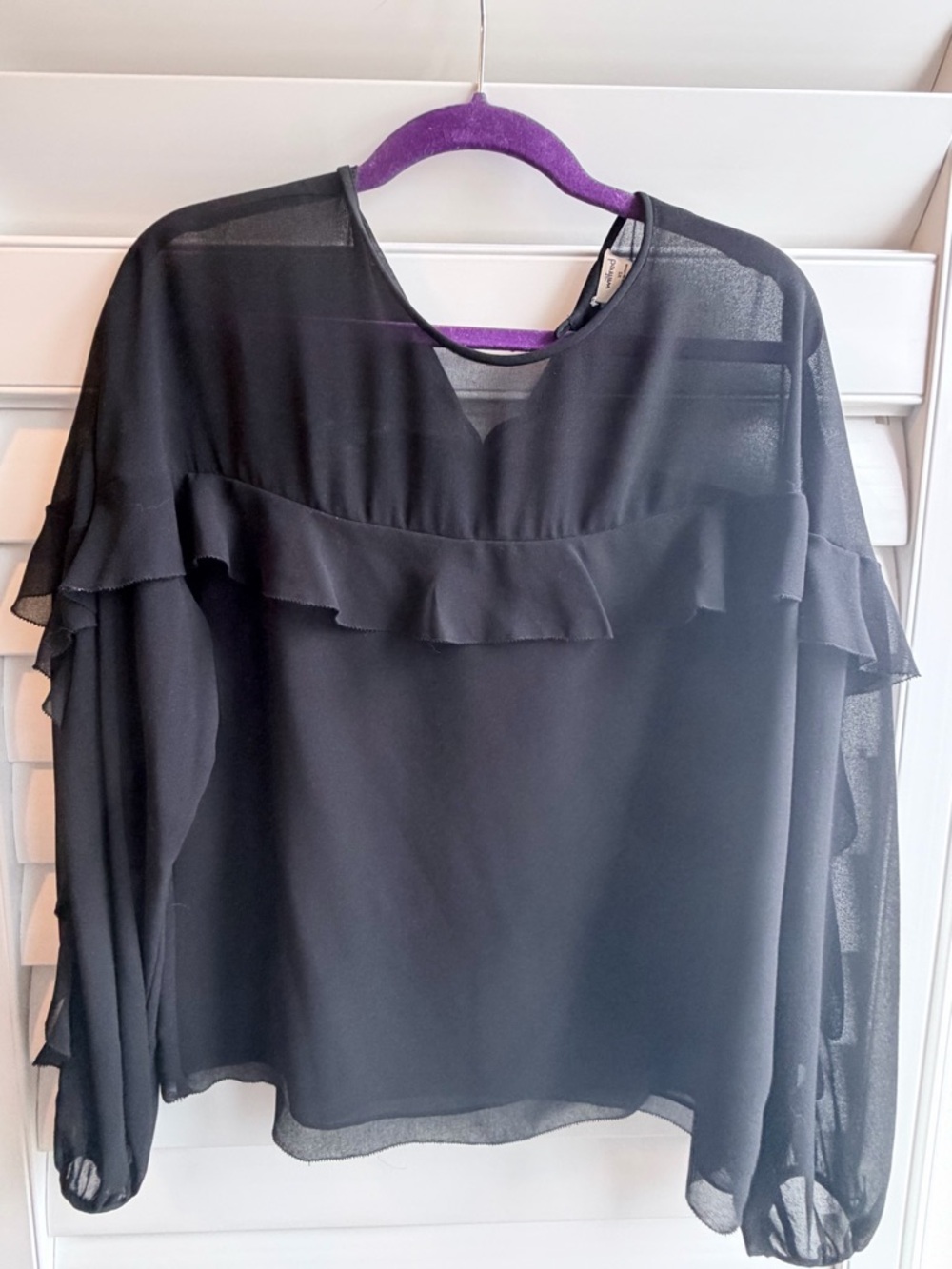 Aritzia Wilfred Ruffle-Front Blouse - Black